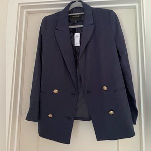 Banana Republic linen blend women’s navy blazer with gold buttons